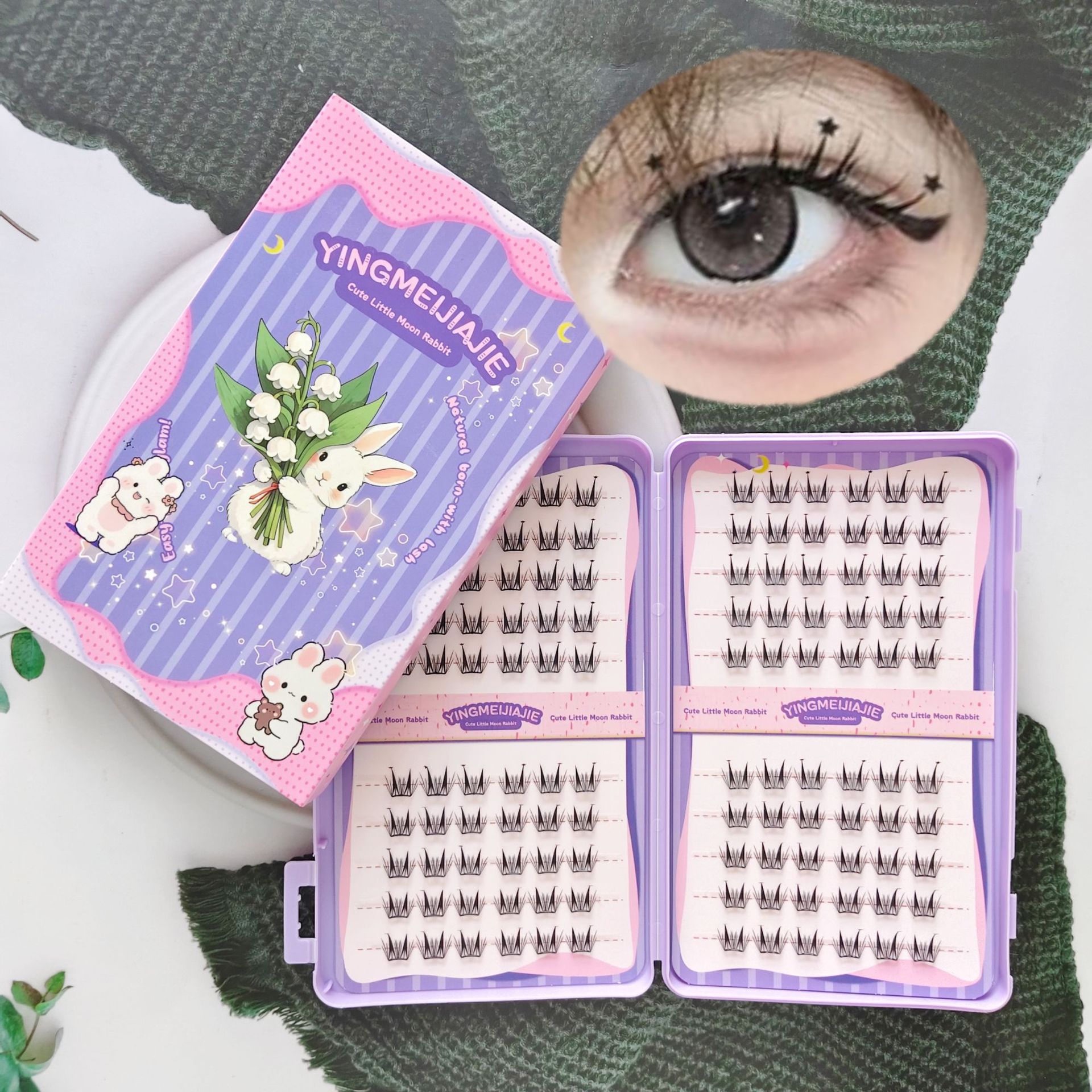 20 filas de paquete de caja de regalo de pestañas falsas transfronterizas, pestañas falsas densas, pestañas falsas sin pegamento.