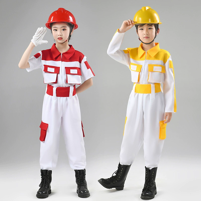 Детский костюм строителя, пожарного, инженера, техника, профессиональная игра, опыт работы, маскарадный костюм для малышей