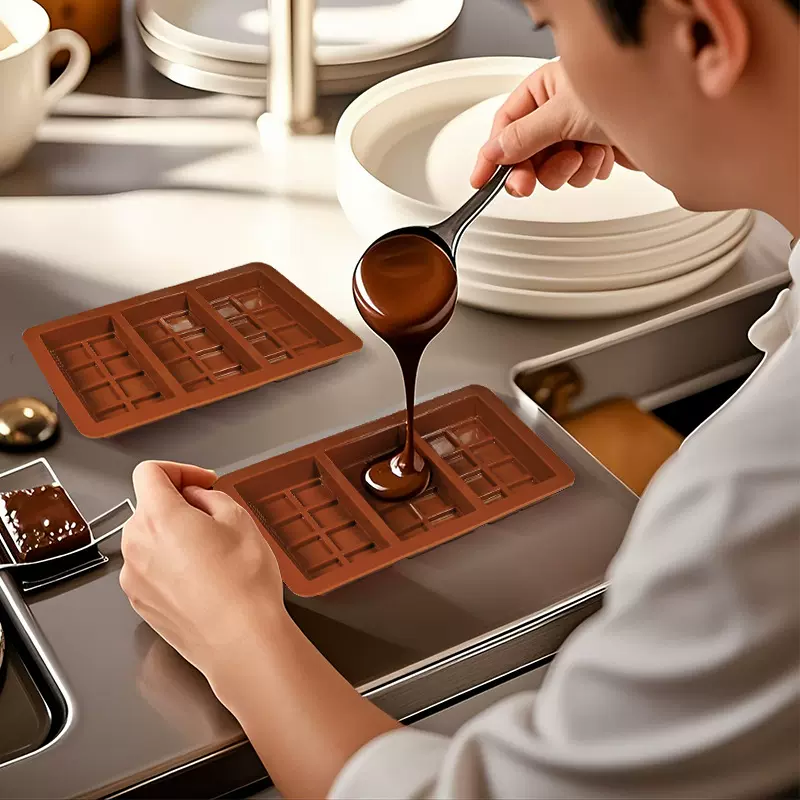 跨境现货DIY8格大块巧克力模具耐高温烘焙用具食品级硅胶巧克力模