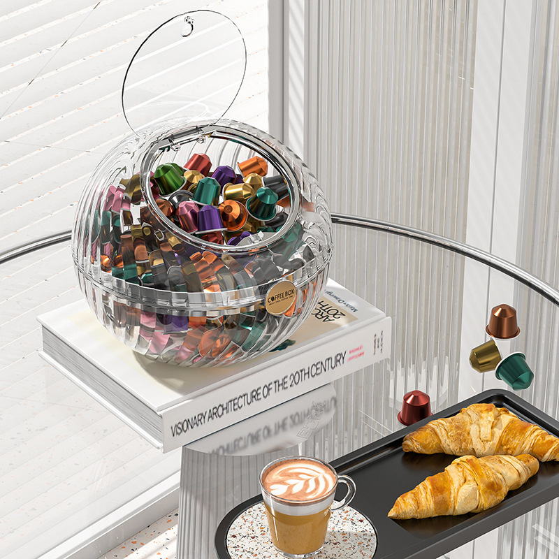 Spherical Coffee Capsule Storage Box, Transparent Dust-Proof, Large-Capacity Candy and Snack Storage Box, Nespresso Capsule Storage Spherical Coffee Capsule Storage Box, Transparent Dust-Proof, Large-Capacity Candy and Snack Storage Box, Nespresso Capsule Storage