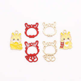 合金滴油元宝龙招财龙镂空龙头全身龙车载耳饰钥匙扣手作配件