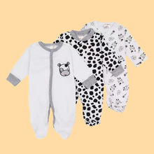 純棉嬰兒連體衣批發跨境外貿歐美INS包腳爬服 新生兒寶寶衣服套裝