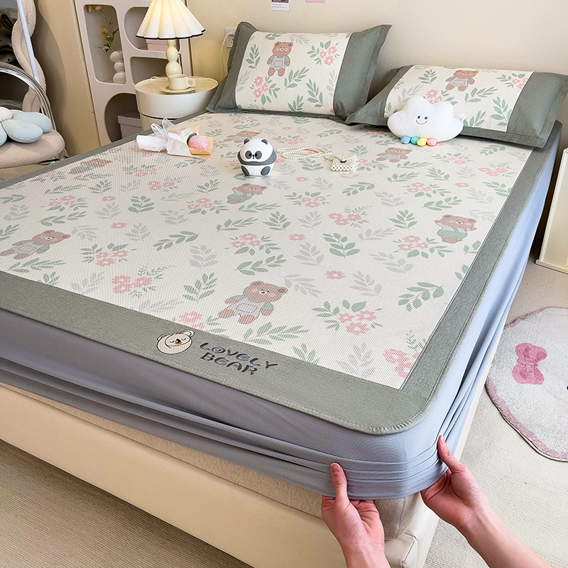 Cómoda estera de seda de hielo de verano, sábanas, estera, lavable a máquina, dormitorio de estudiantes, estera de paja de verano individual, cama doméstica, estera de ratán