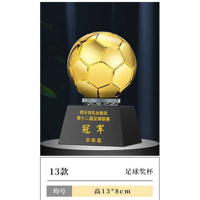 Fútbol Trofeo de cristal Creativo Tirador Deportivo Juegos Mundiales Torneo Medalla de resina Premios de equipo árbitro