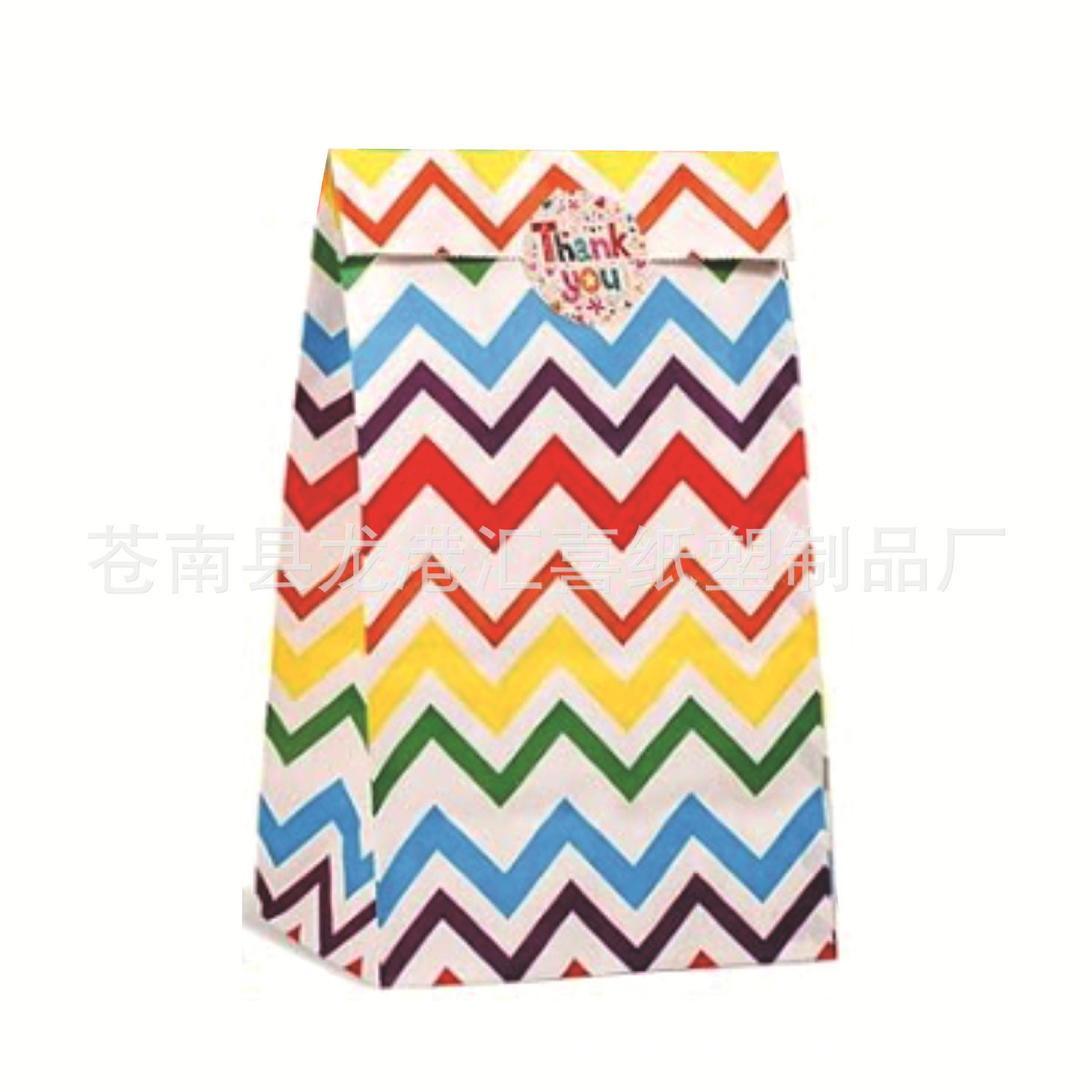 En stock al por mayor Arco Iris a rayas bolsa de dulces fiesta decoración de fiesta bolsa de regalo para hornear sin mango bolsa de papel de embalaje