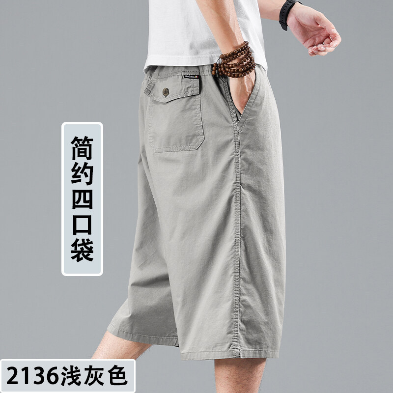 サマーパンツ、純綿クロップドパンツ、メンズカジュアルショーツ、プラスサイズ、ファットマン、ルーズストレートクロスボーダーオーバーオール|undefined