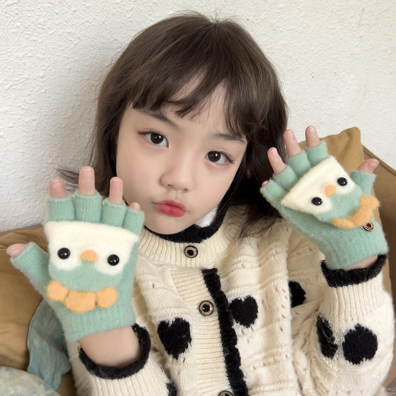 Keep warm cartoon children's knitted gloves for men and women
