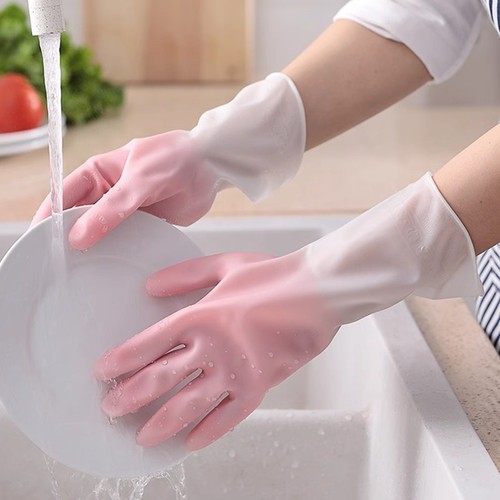 Dishwashing Gloves Women's Kitchen Special Latex Rubber Durable Brush Dishwashing Laundry Rubber Household Cleaning Waterproof Home Use