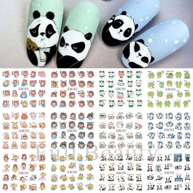 越境新作ネイル透かしシールins漫画熊オウムかわいい動物爪シールnail卸売り|undefined