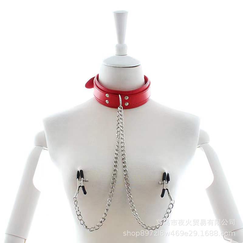 Juguetes sexuales para adultos pareja sexo cuidado de la salud collar de cuero de metal clip de pecho collar juguetes sexuales ventas directas de la fábrica