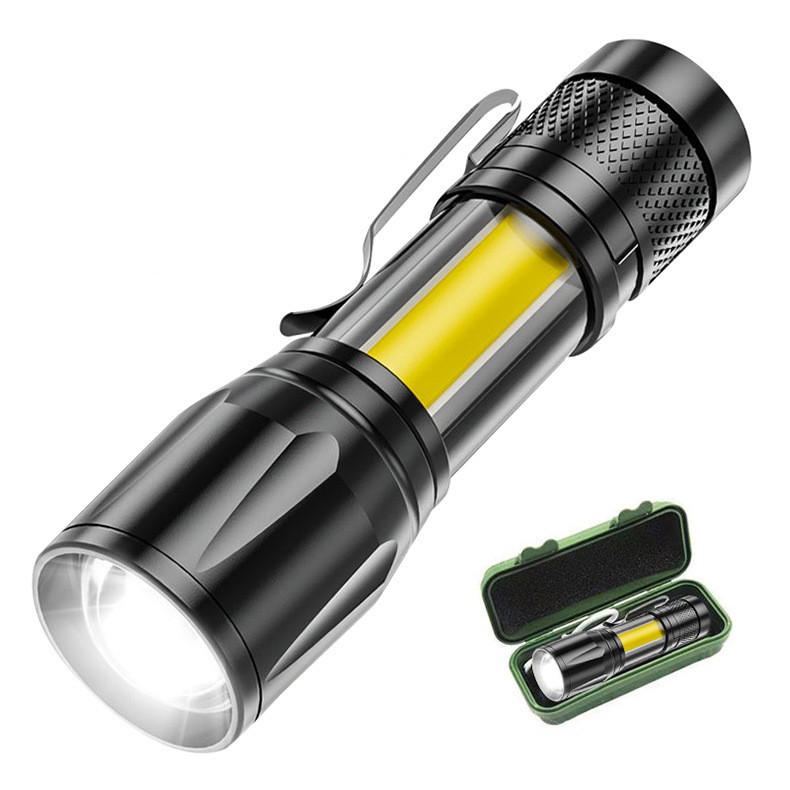 Portapapeles retráctil transfronterizo linterna 513 mini zoom COB regalo de luz lateral USB de carga fuerte Luz Portátil LED