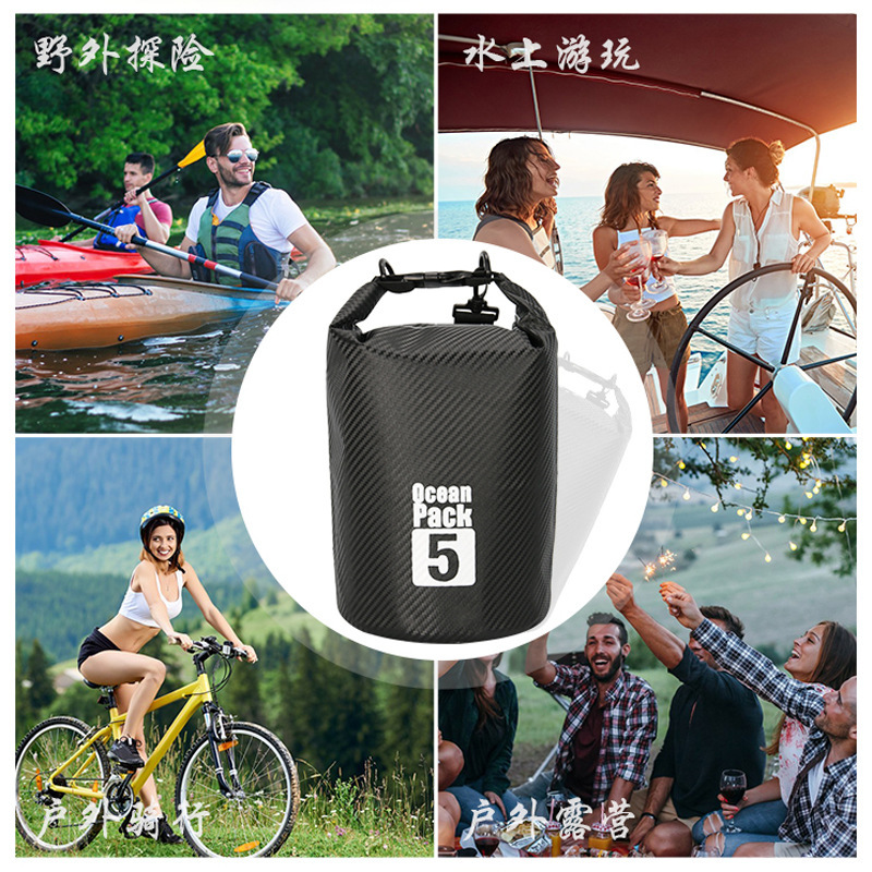 Bolsa impermeable de fibra de carbono, bolsa de cubo, bolsa impermeable, bolsa de natación a la deriva en la playa, mochila al aire libre, bolsa ligera