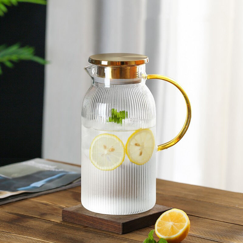 Cubierta de oro vertical con mango casera de bebidas de jugo de gran capacidad vidrio de alto silicio de silicio simple fría hervir hervidor de agua fría image 1