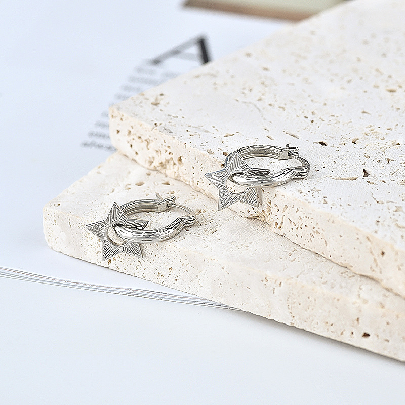 Stone-Free Inlay Material Earrings Classification 1 Pair Retro Star Copper Irregular Plating Earrings