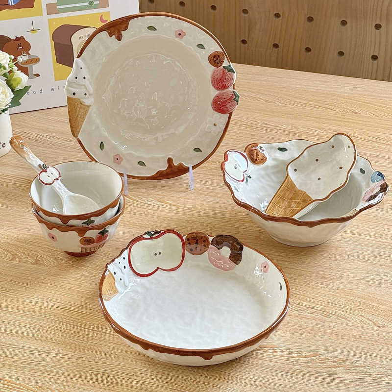 ネットセレブ上海恋人セラミック食器手描き釉下色丼女の子高価値サラダボウルスープボウルヌードルボウル|undefined