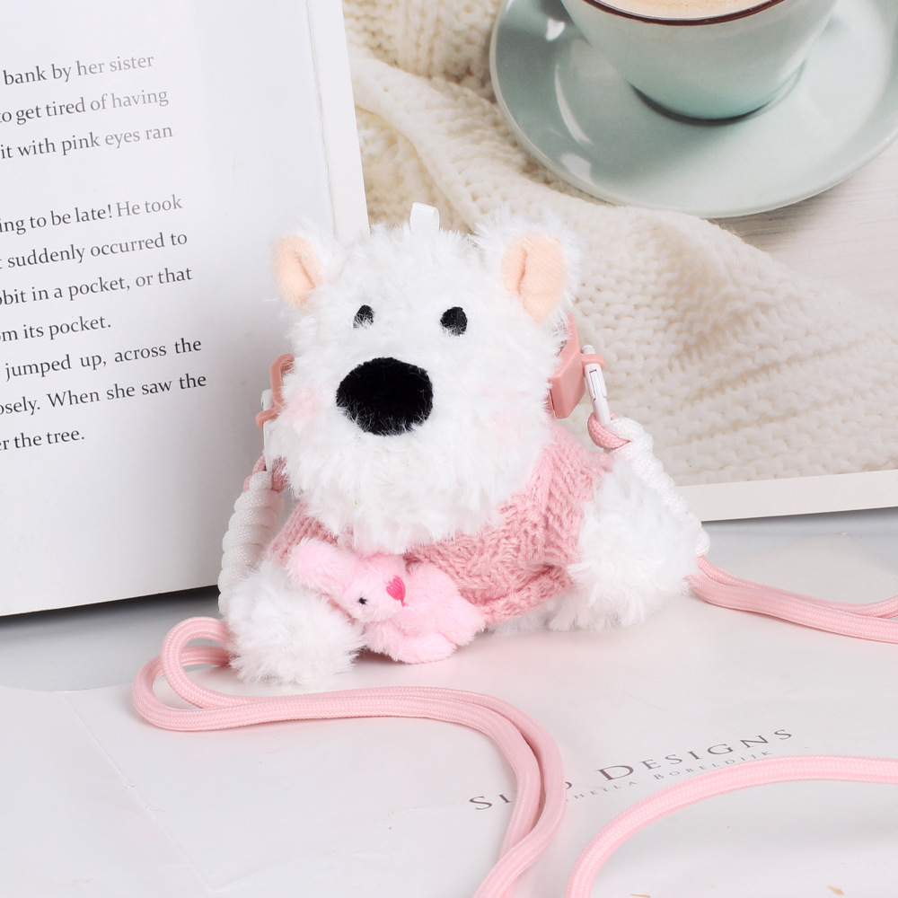 Abeja perrito muñeco de peluche para teléfono móvil clip mochila niña compras bolsa de teléfono móvil dibujos animados lindo cachorro colgante