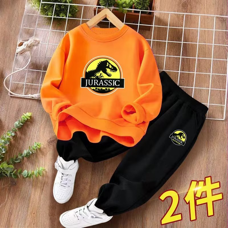 Jurassic round neck set hoodie for boys spring autumn, Korean loose and versatile coat, new trend in 2023_voghion.com