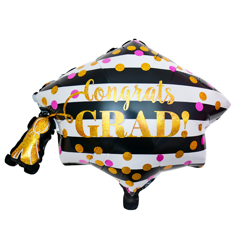Fiesta de graduación transfronteriza decoración de globos temporada de graduación diseño sombrero de doctorado película de aluminio de dibujos animados globo celebración de graduación traje image 24