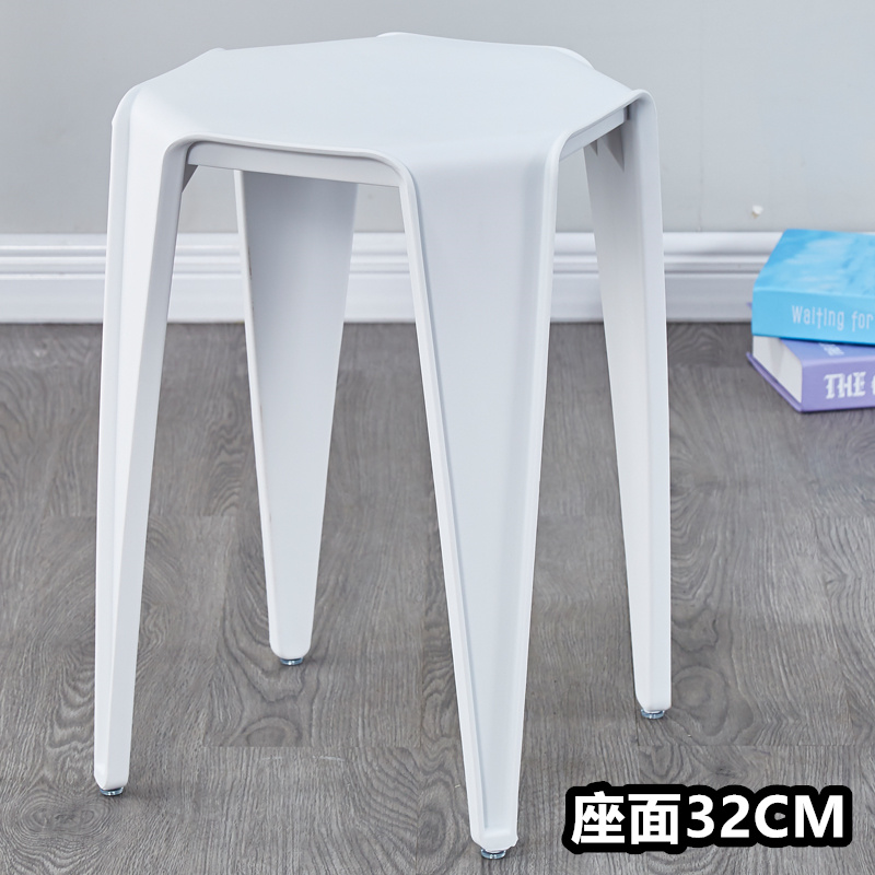 흰색 - 전체 플라스틱 - 사각형 스툴 - 시트 표면 32CM ⚑