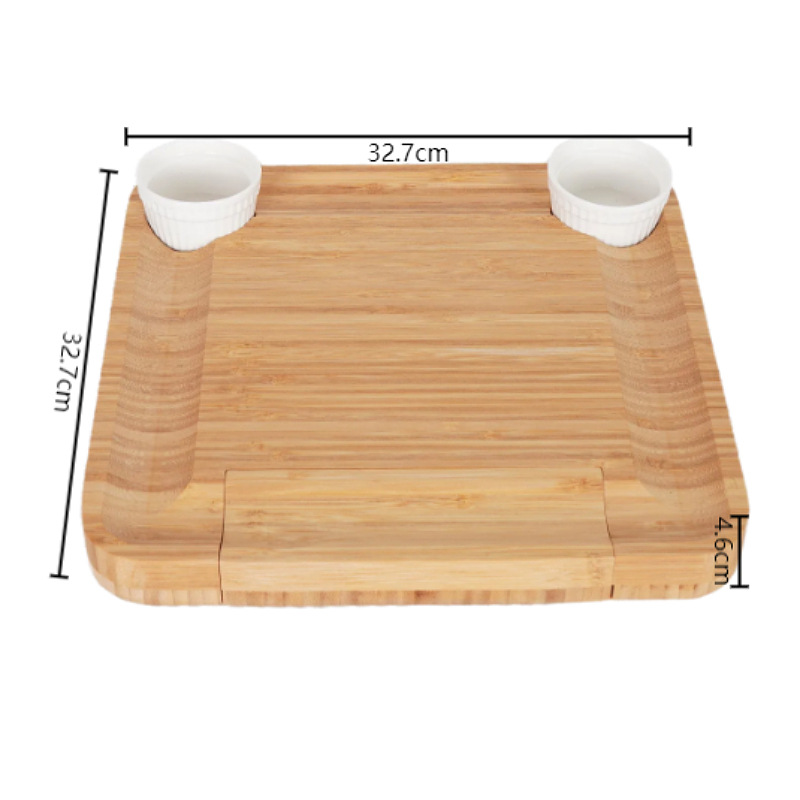 Conjunto de tablero de queso de bambú en stock con accesorios de acero inoxidable, tablero de queso de cocina, tablero de verduras de picnic, tablero de cocina de frutas image 5