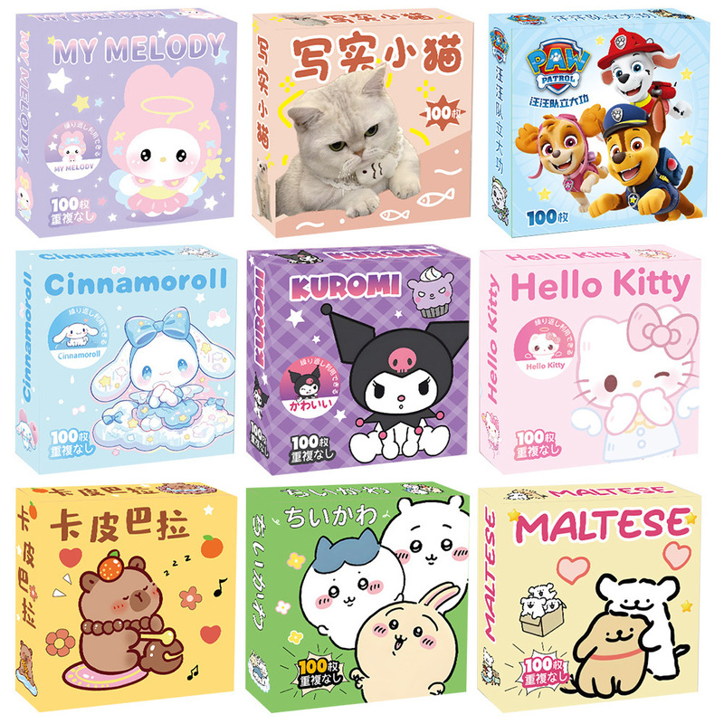 Gift Box with 100 Cartoon Stickers for Children, Safe and Non-Toxic, DIY Journal Stationery, Notebook Decoration, Wholesale