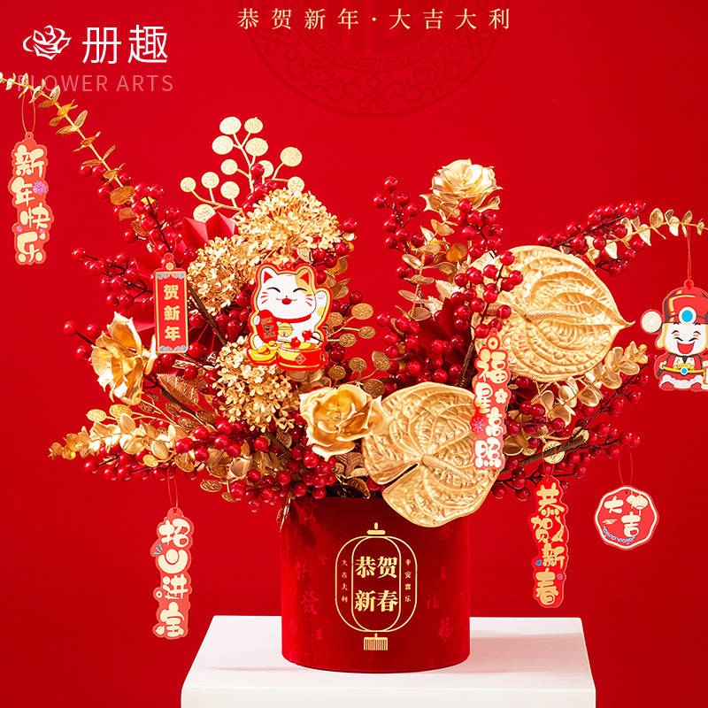 Tarjeta de felicitación de Año Nuevo Tarjeta de Víspera de Año Nuevo felicitaciones festivas inauguración de la casa León bendición cubo decoración tarjeta colgante Año Nuevo Hogar Festival de Primavera