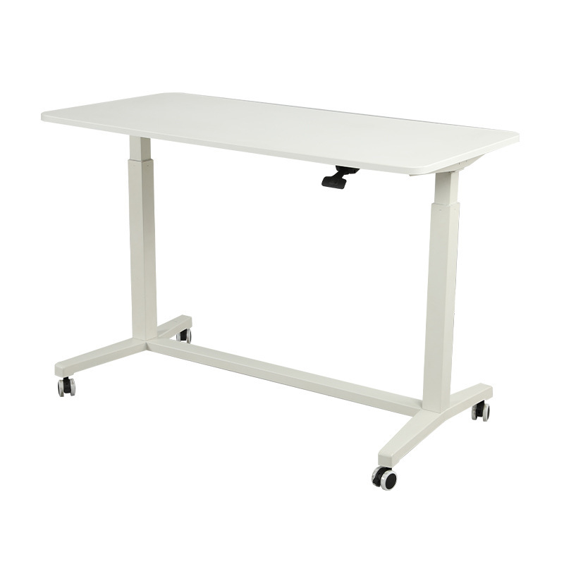Ida furniture pneumatic lifting movable double column ergonomic desk with four lockable casters