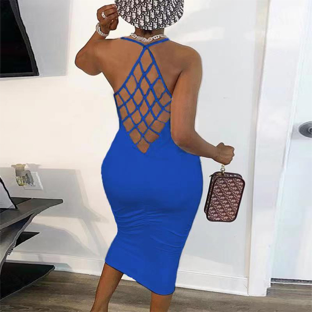 Plus Size Strappy Back Blue Sleeveless Bodycon Dress US 7.76 www