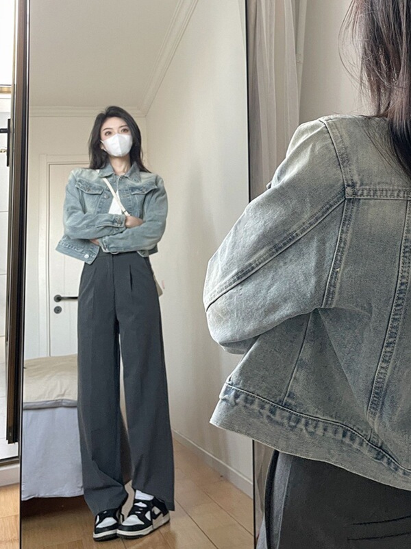 美式复古牛仔外套女春秋2025新款宽松休闲百搭短款夹克上衣ins潮|undefined