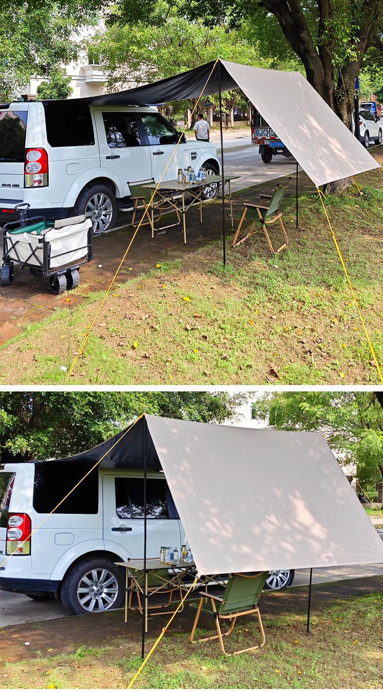 Cross-border best-selling car side awning, car roof tent, outdoor camping sunshade, camping, enlarged rear side tent, black glue protection