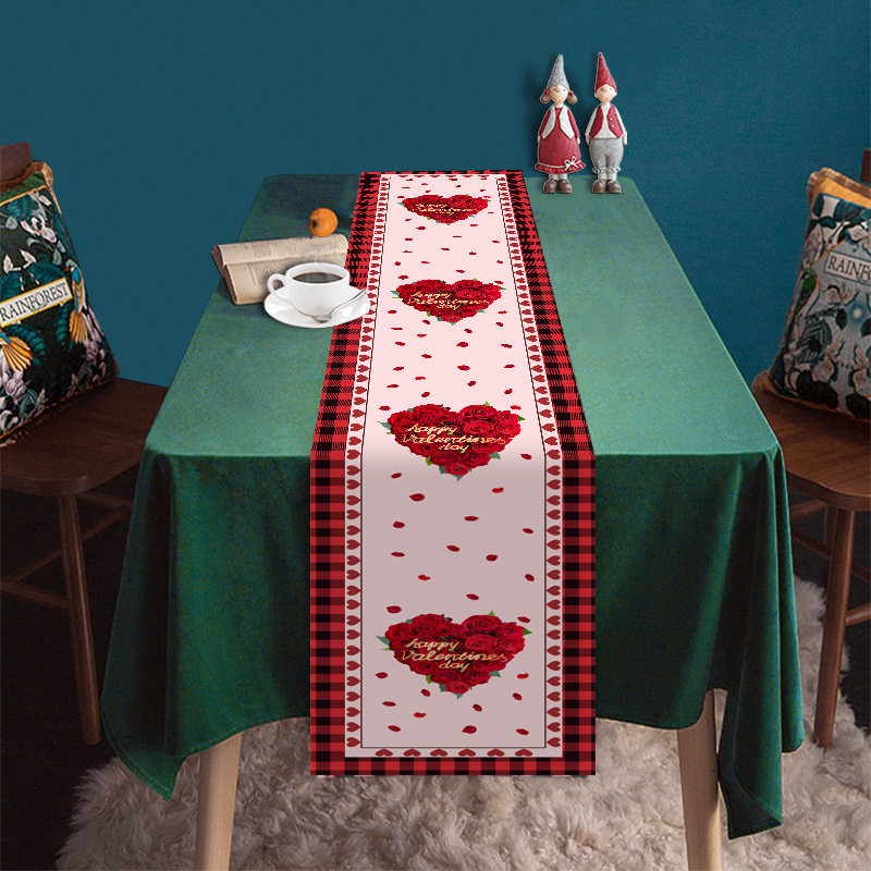 Transfronterizo nuevo día de San Valentín camino de mesa Lino impreso mantel hogar Decoración sofá fiesta Festival atmósfera Decoración