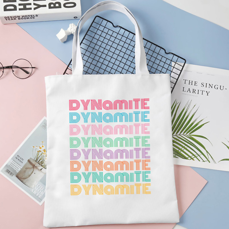 跨境外贸New Album DYNAMITE印花帆布包原宿单肩包学生手提袋现货
