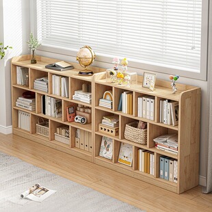 Solid Wood Bookshelf Floor-Standing Storage Rack Short Household Simple Wall Bookcase Storage Cabinet Children's Kindergarten Bag Cabinet