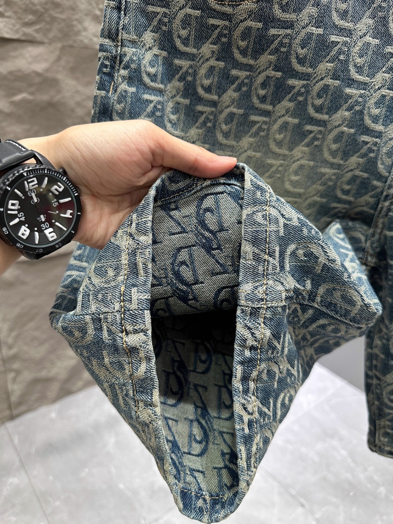 Men's Retro Jacquard Denim Shorts Summer Design Washed Five Point High Street Cool Stylish Athletic Pants_mkmklike.com