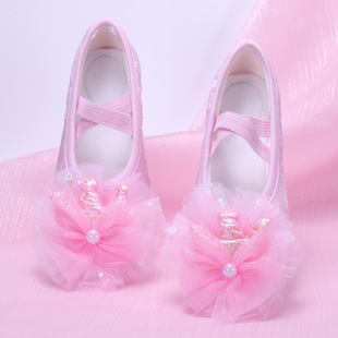 Girls' dance shoes soft-soled exercise shoes Children's Ballet Shoes Baby dancing shoes cute lace purple 8057
