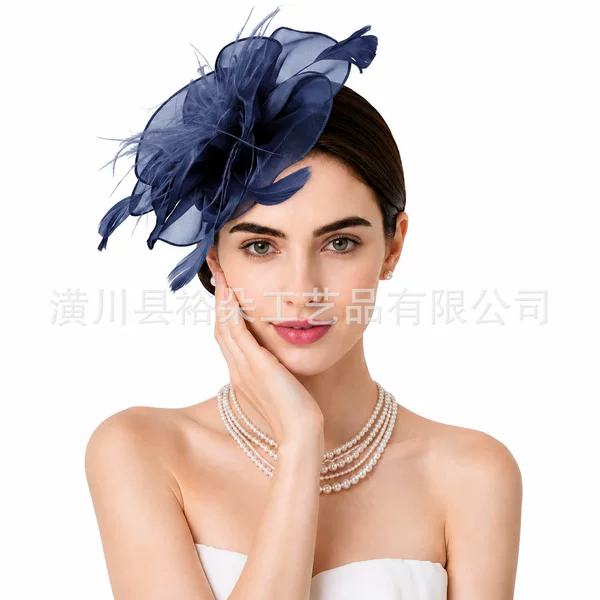 Amazon's best-selling European and American fashion organza headpiece for the Horse Racing Festival, three-dimensional floral hair accessory for brides and proms