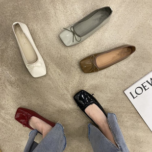 Hepburn Style Mary Jane Shoes Wholesale 2024 Spring New Soft-Soled Granny Shoes Beanie Shoes Low-Heeled Bow Flats for Women