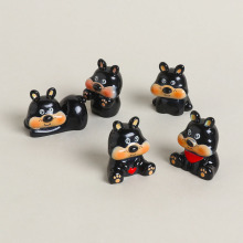 树脂可爱卡通黑色小狗动物diy饰品配件钥匙扣配饰桌面车载小摆件