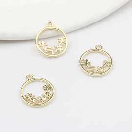 韩版合金牛气冲天文字镂空小吊坠配件 时尚创意DIY饰品吊坠配件