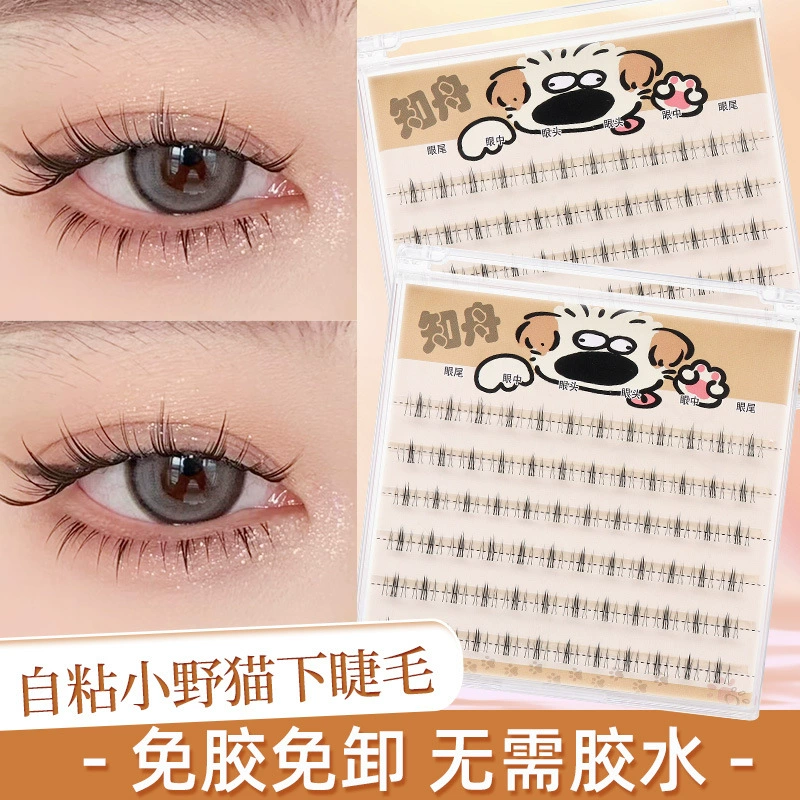 Glue-free Lower Eyelashes, 6-row Natural Simulation Clusters — single-box, multiple styles
