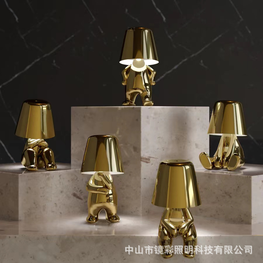 Fábrica transfronteriza Hermanos de oro lámpara de mesa decoración noche luz lámpara pensador