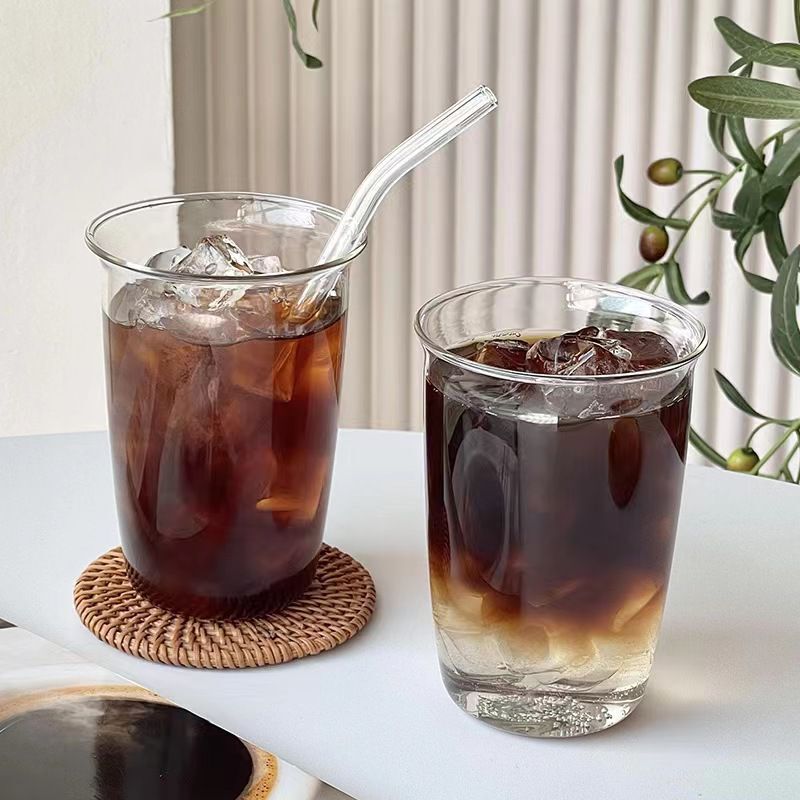 [Manufacturer Customization] New Heat-Resistant Glass Iced Latte Coffee Cup, Simple Drink Cup, Transparent Glass Cold Drink Cup