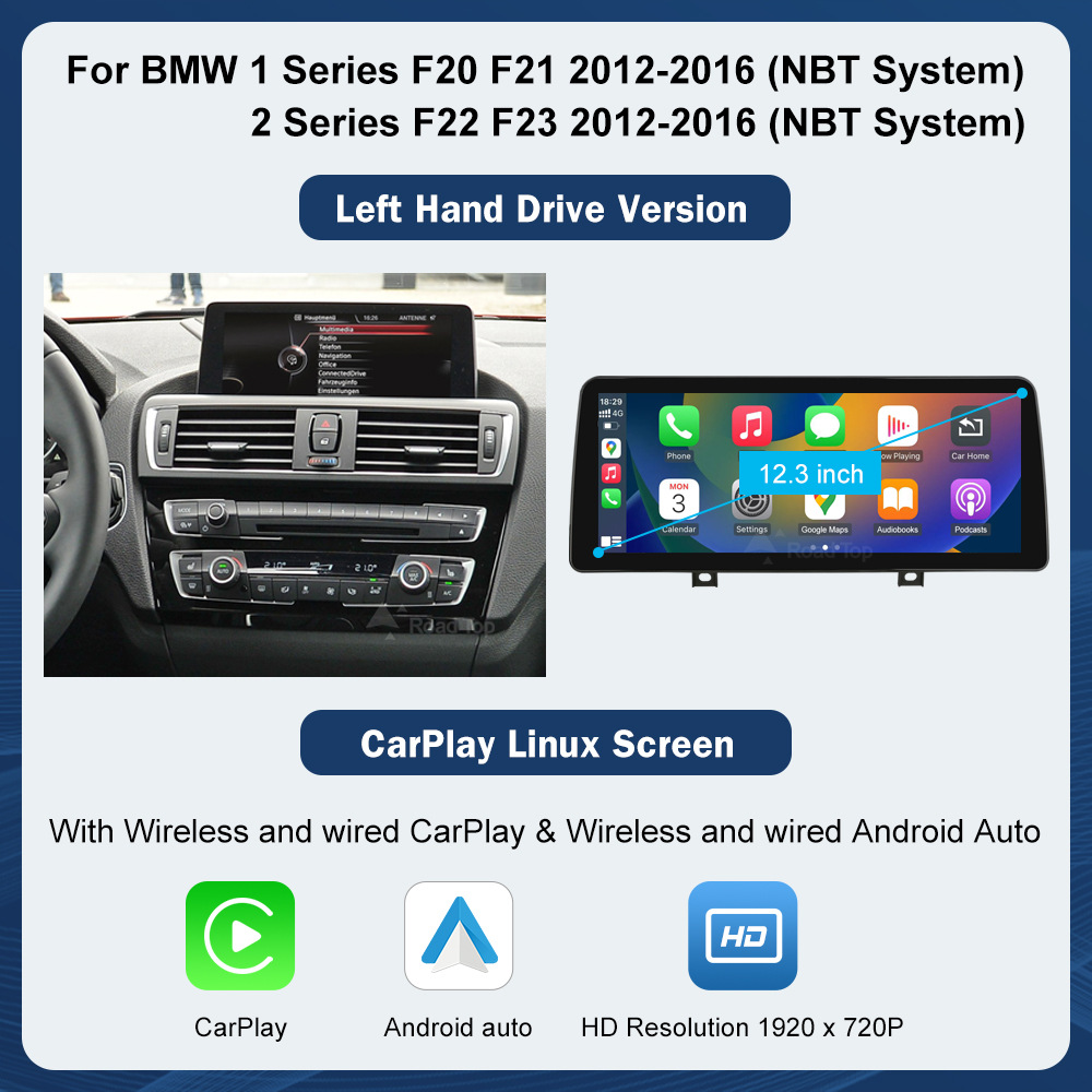 10.25''CarPlay Car Multimedia Display Screen for Bmw 1/2 Series NBT System