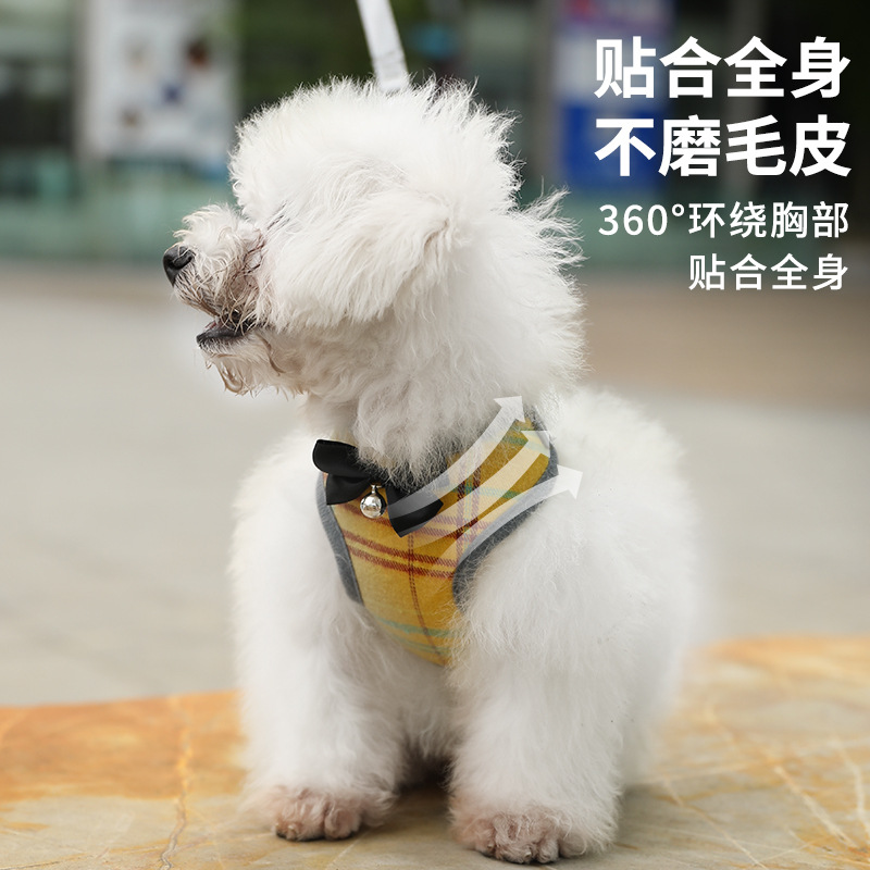 Suministros para mascotas al por mayor perro pecho y espalda cuerda de tracción cuerda de perro coreano correa de pecho perro cuerda de tracción a cuadros en stock