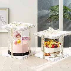 Transparent birthday cake boxes 6/8/10/12 inches single-layer double-layer high Barbie gift packaging boxes wholesale