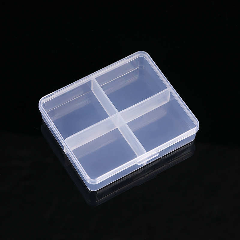 Fixed 4-grid Plastic Transparent Plastic Box Ring Storage Box with Lid Fishing Gear Manicure Box Jewelry Accessories Packaging Box