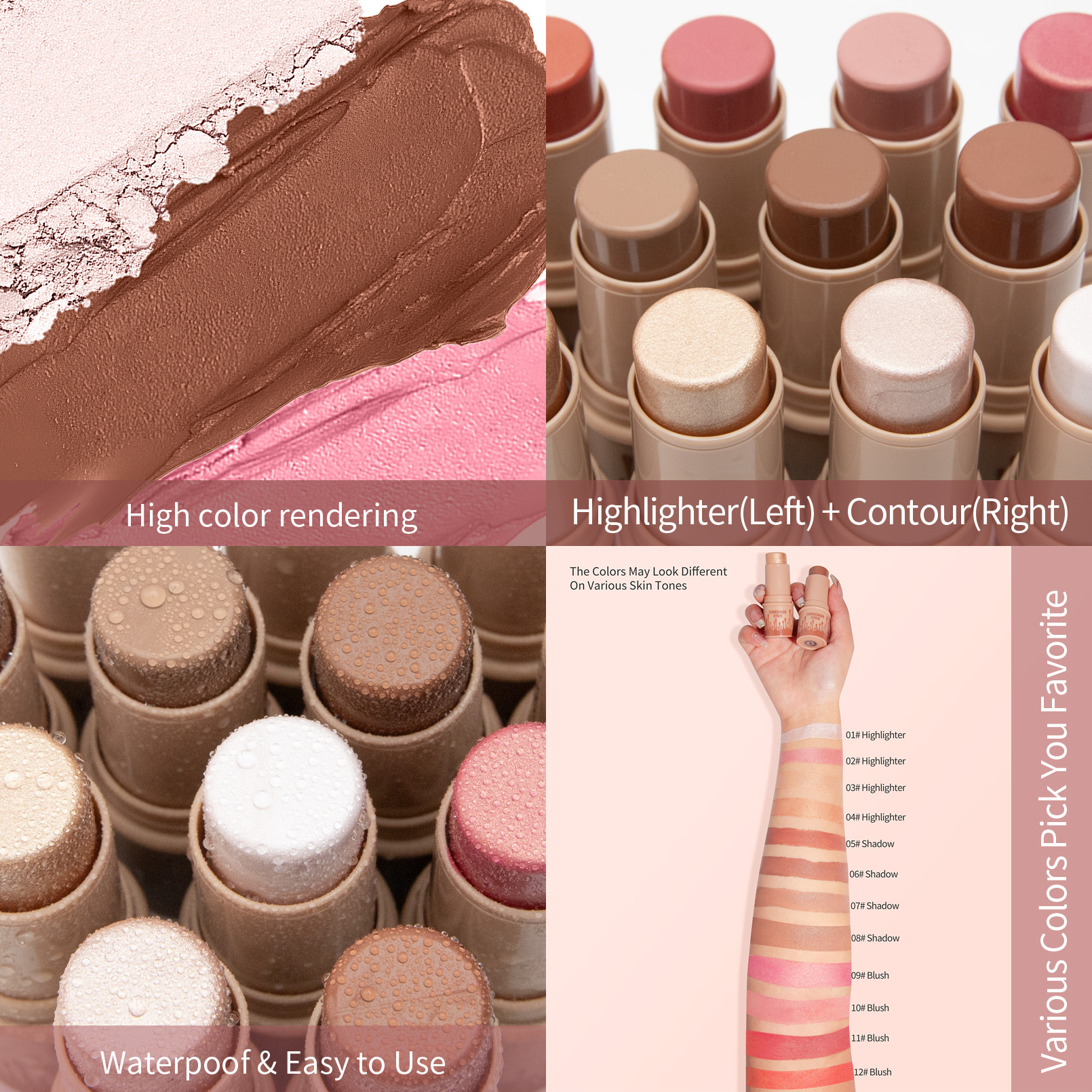 Hellokiss high light cosmetic three-dimensional facial contour powder blusher multi-function makeup stick Bronzer_voghion.com