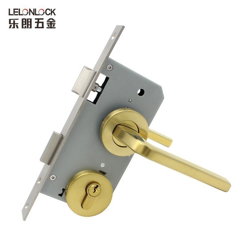 Acero inoxidable personalizado 304 puerta de acceso interior cerradura de manija cerradura de fuego estándar europeo manija separada cerradura de puerta de madera sólida