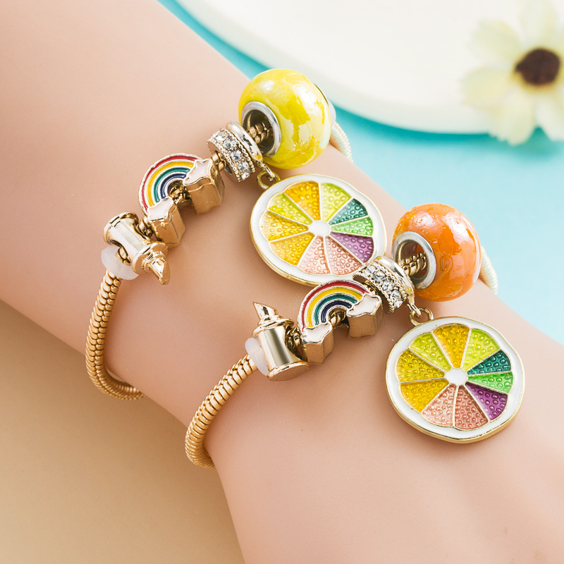 Fashion creative lemon rainbow alloy bracelet
