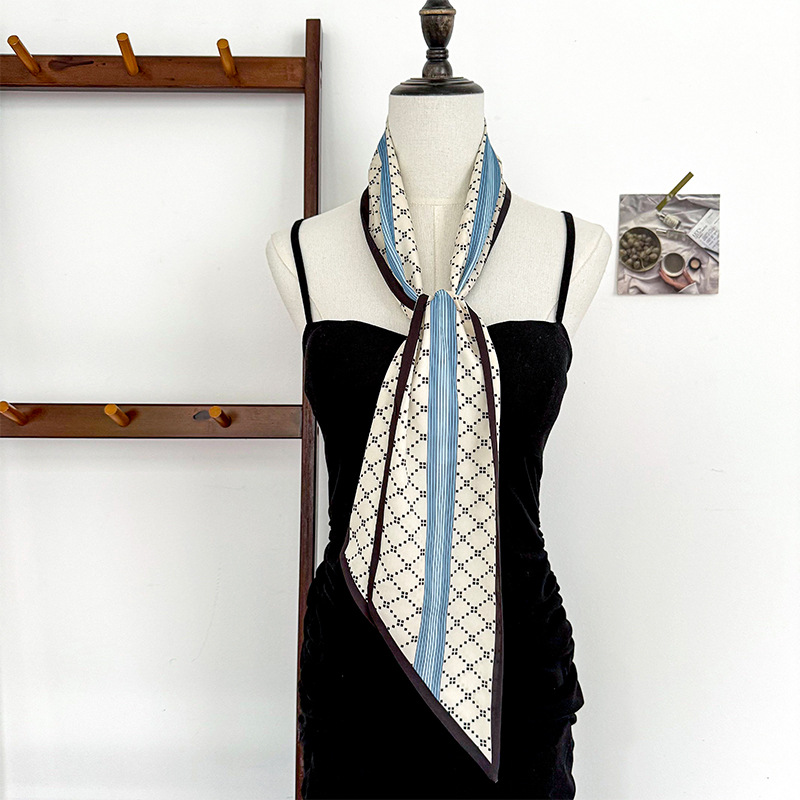 Bufanda de seda, atmósfera coreana, nuevo temperamento, cinta de esquina afilada de moda, cinturón de seda de imitación, bufanda con cuello